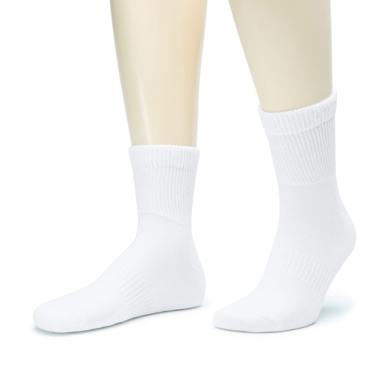 Hugh Ugoli Men's Cotton Diabetic Ankle Socks, Wide, Loose and Stretchy, Seamless Toe & Non Binding Top, Semi Cushion, 3 Pairs, White, Shoe Size: 8-11 - Image 4